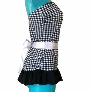 Gossip Navy Checkered Strapless Skirt Padded Cups